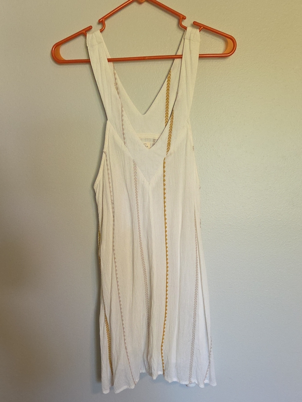 O'Neill White Gauze Dress with Gold Embroidery